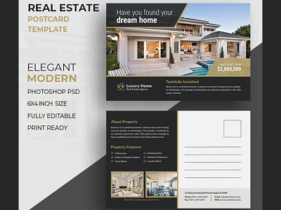 Real estate postcard advert advertisement building business commercial complex corporate flyer design duplex flyer home houses immovables land land estate loan mortgage professional real estate agent real estate postcard