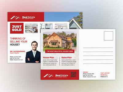 Real estate postcard advertisements advertising agency agent broker business postcard card commercial company direct mail home house lease loan open open house postcard sale sell sold