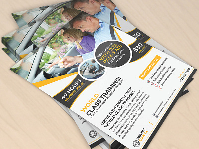 Driving school flyer car car driving cool driving driving academy driving learning center driving school driving training center dsa flyer flyer template green grey learning course learning school