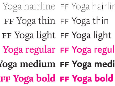 FF Yoga New weights dupre font hairline light sans serif system thin type typeface xavier yoga