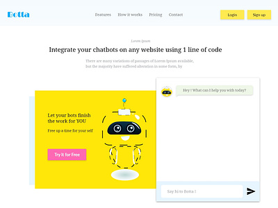 AI Botta landing page chat bot chat bots clean creative design home home page illustraion interface landing landing page responsive ui web web design webdesign website