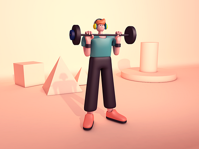Fitness boy c4d character illustration