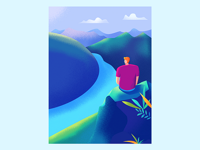 on top of a hill illustration vector