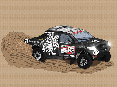 Benediktas Vanagas Dakar Car adobe illustrator car cartoon cartoon illustration dakar design illustration logo race racecar vector