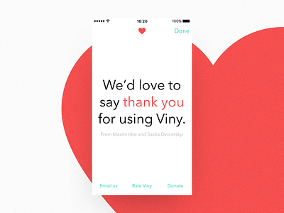 Viny — Thank You. interface iphone app product