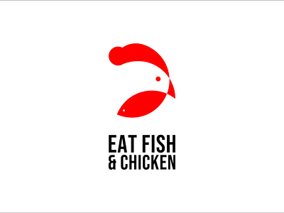 Eat + fish + chicken brand branding logo logodesign logogram logotype minimalism mutual meaning negativespace wordmark