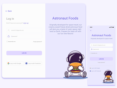 Astronaut Foods :) web & mobile responsive design app colorful creative design design minimal typography ui ux web