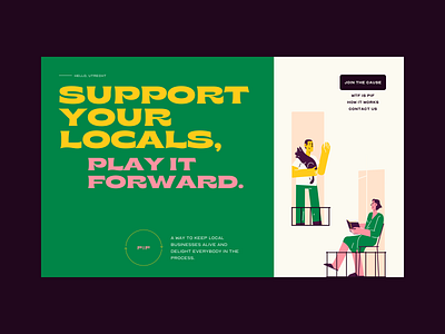 Play it Forward art direction branding hero illustration nonprofit typogaphy ui ux website