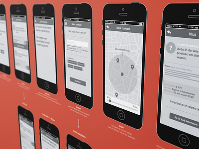 Wireframes iOS app 3d grey grid ios iphone map sketch ui wireframes