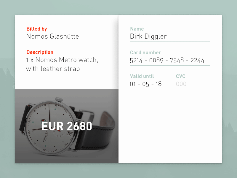 DailyUI - Day 002 - Creditcard Checkout 002 animation creditcard dailyui form payment ui watch