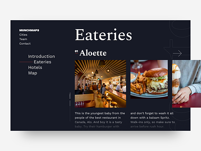 Eateries List carousel clean grid munch maps restaurant sliders typography ui ux website