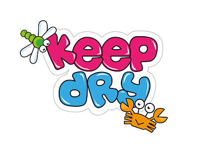 KeepDry artboard bubbly childish crab cute dragon fly friendly kids logo playful
