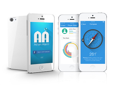 Alarm App app blue compass design flat graph ios iphone mobile sleek ui ux