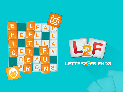 L2F alphabets artboard board friends game l2f letters orange teal tiles word