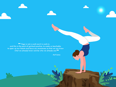 Yoga Day animation character cloud design flat garden girl illustration leaves minimal morning pose sun type vector