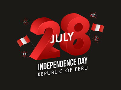 Peru Independence Day 28 3d animation design fireworks flag illustration independence independenceday july peru red republic vector white