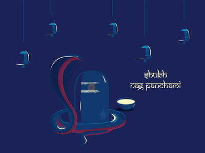 Nag Panchami bells design dribble illustration milk milkbowl nag panchami shiva shivling snake temple vector
