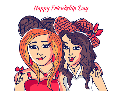 Friendship day beautiful cap character colorful design dribble eyes faces friend frienship girls gorgeous happy illustration smarty sweet vector