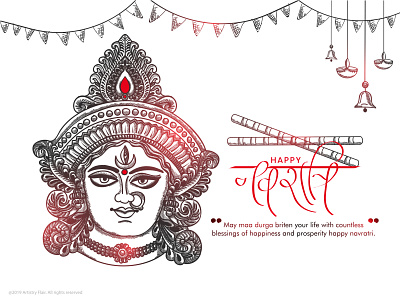 Happy Navratri 9days abstract blessings character design dribble durga handrawn happy illustration india indian maa october red september sketch vector