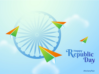 26 January 2020 26 abstract animation artistryflair ashokchkra celebration colorful design dribble flag happy happy republic day illustration india january paper plane republicday vector
