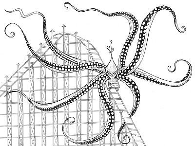 OctoCoaster big dipper boardwalk ink octopus pen roller coaster santa cruz
