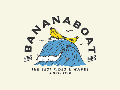 Bananaboat art artwork badge design bandmerch branding clothing brand design design for sale drawing illustraion ink logo merch design sketch surf tattoo typogaphy vintage design