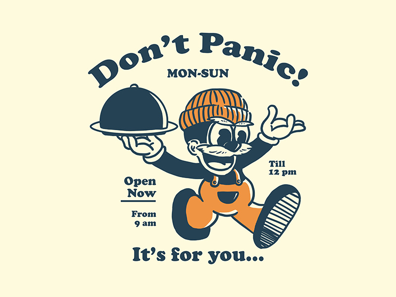 Dont Panic animation illustration vector typography surf vintage design tattoo sketch merch design logo ink drawing design for sale design clothing brand branding bandmerch badge design artwork art