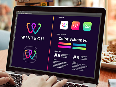 wintech logo design awesome brandidentity branding color colour design gradient initial initials inspirations letter lettering letters logo tech tech logo technology template w web