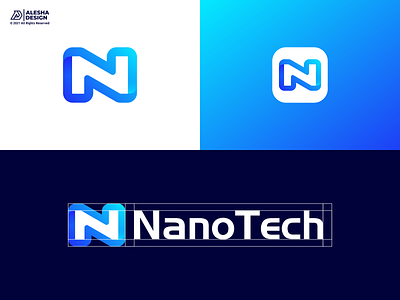 NanoTech Logo Design awesome blue branding design fintech icon illustration initial initials inspirations letters logo modern software startup tech technology ui ux wordmark