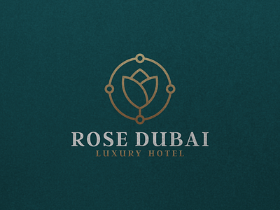 Rose Dubai Luxury Hotel Logo Design awesome brand identity design dubai elegant gold graphic design hotel icon initial initials inspirations letters line art lineart logo design luxury modern hotel rose vector