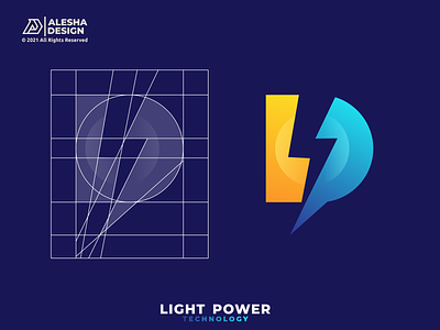 Light Power Logo Concept awesome color combination geometric grid grids identity initials inspirations letters light logo design mark negative space power software symbol tech technology thunder