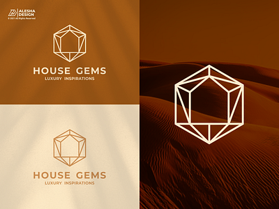 House Gems Logo Design awesome branding design diamond elegant gems gold home house icon initial initials inspirations jewelry logo luxury modern store vector