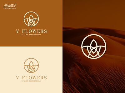 V Flowers Logo Design! awesome branding desert elegant flowers gold icon initial initials inspirations jewelry logo luxury modern unique v vector