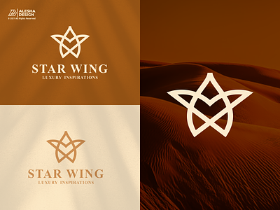 Star Wing Logo Design a awesome branding desert elegant flowers gold icon initial initials inspirations jewelry logo luxury modern unique vector wing