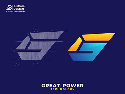 Great Power Logo Concept awesome color combinations geometric great grid grids identity initial inspirations light logo design mark negative space power software symbol tech technology thunder