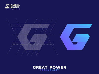 Great Power Logo Design awesome color combination geometric grid grids identity initials inspirations letters light logo design mark negative space power software symbol tech technology
