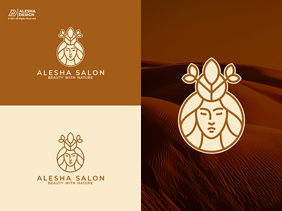 Alesha Salon Logo Design awesome beauty branding desert elegant gold icon initial initials inspirations jewelry line art logo luxury modern monoline unique vector woman women