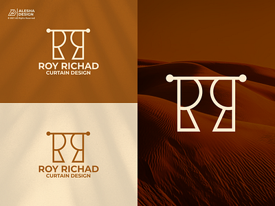 Roy Richad Logo Design awesome branding curtain design elegant icon initial initials inspiraitons jewelry line art logo logogold luxury modern monoline rr unique vector women