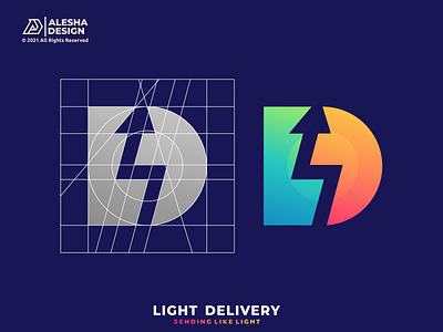 Light Delivery Logo Design awesome color combination geometric grid grids identity initials inspirations letters light logo design mark negative space power software symbol tech technology thunder