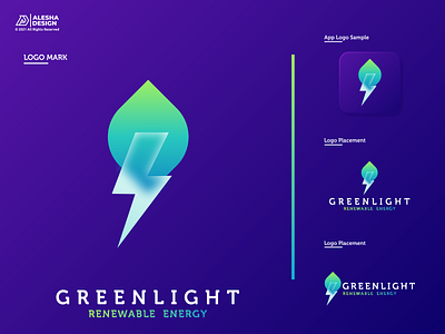 Green Light Logo Design! awesome branding colorful combination design glass icon initials inspirations light lightning logo mark negative space power software symbol tech technology thunder