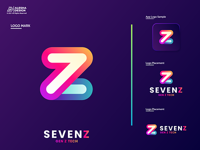 SevenZ Logo Design awesome color colour combinations design gen grid grids identity initial initials inspirations logo mark negative space seven software symbol tech technology