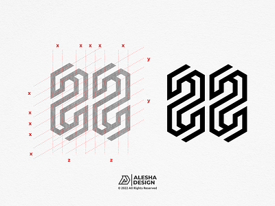 22 Logo Design 2 22 alphabet black white branding creative design flat graphic design icon illustration inspirations logo line logo logo ideas modern monogram number symbol vector