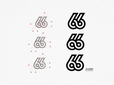 66 Logo Design 6 66 alphabet black white branding creative design flat graphic design icon illustration inspirations logo line logo logo ideas modern monogram number symbol vetor