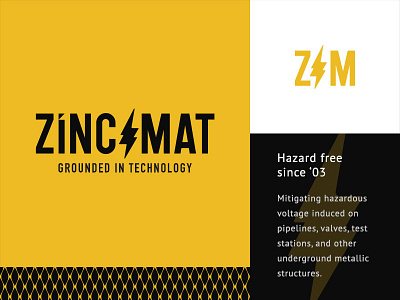 ZincMat Logo brand branding corporate identity design electricity icon industrial logo typography