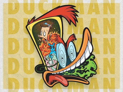 Duckman cartoon comic design drawing duckman illustration macabre print sticker typography vector