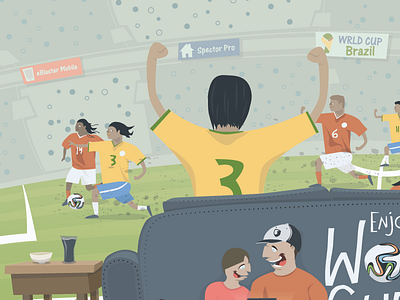 2014 World Cup Illustration family field fifa football futbal soccer sports stadium world cup