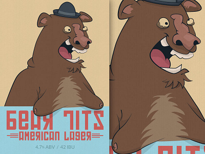 Bear Tits American Lager alcohol bear beer brewery caricature cartoon design illustration label lager logo vector