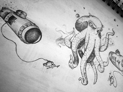 Kraken creature diving drawing illustration monster octopus sketch sub