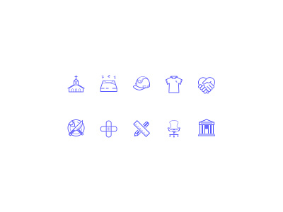 Icon set bank bed chair education finance food hands icons medical office restaurant school