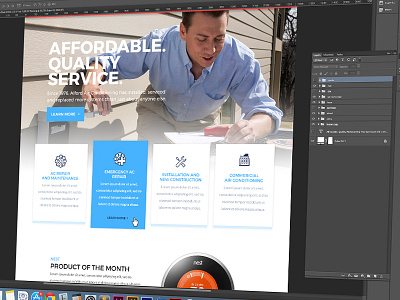 AC Repair Homepage clean contractor design homepage icons nav product repair services ui ux website
